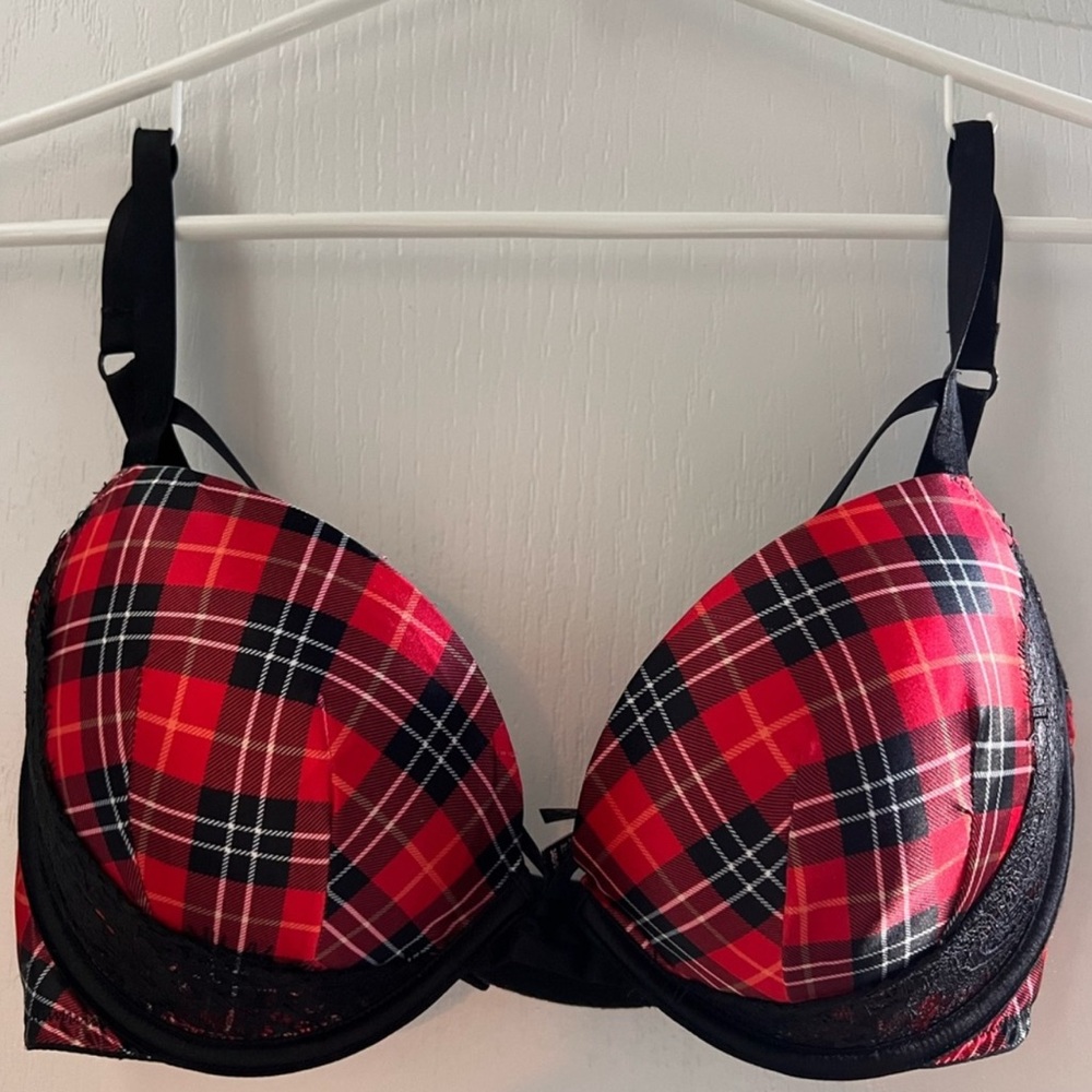 Victoria's Secret Red and Black Plaid Bra